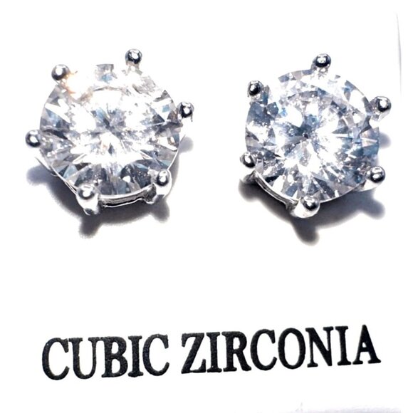 Sterling Silver Cubic Zirconia 1CT Stud Earrings - Picture 3 of 6